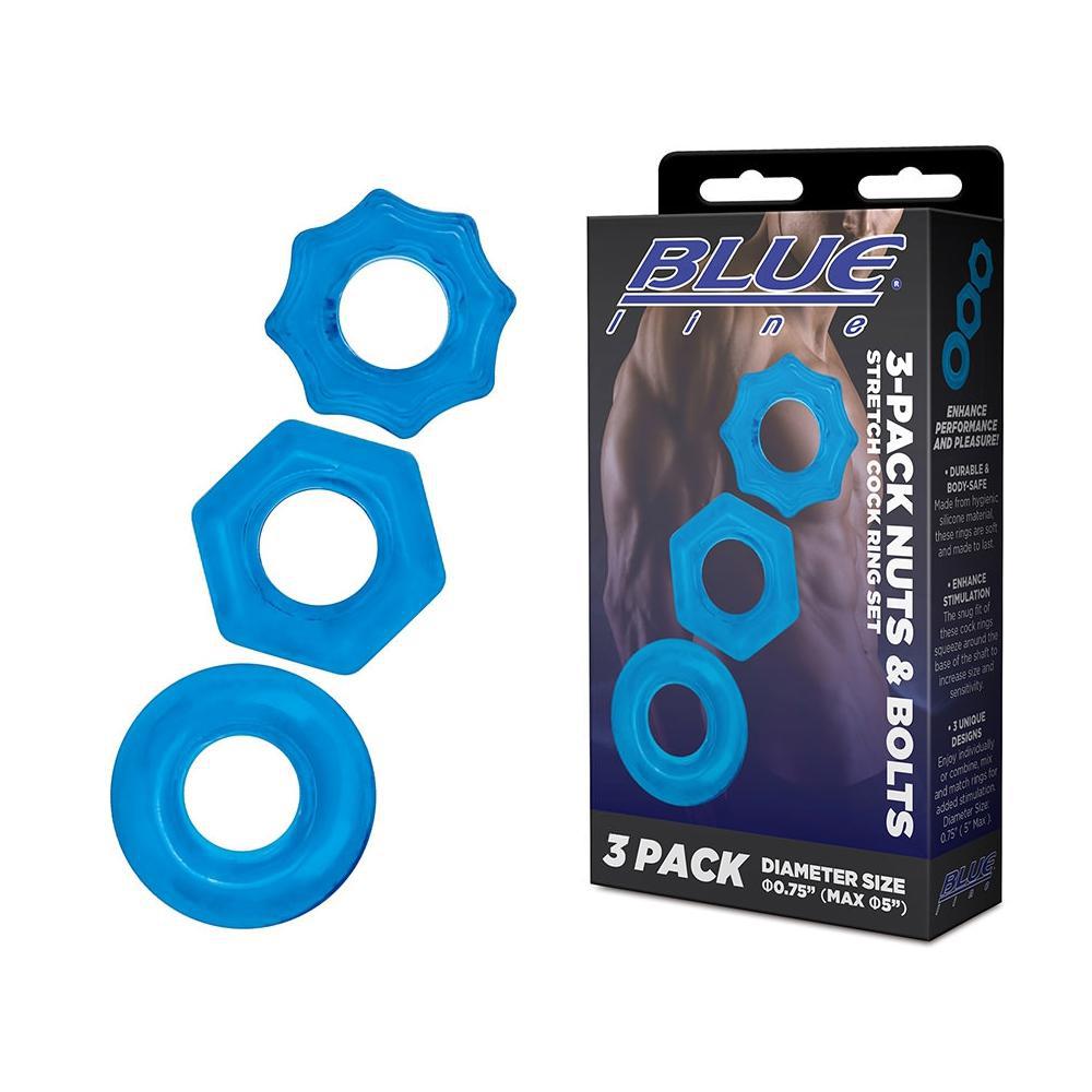 3 - Pack Nuts & Bolts Stretch Cock Ring Set - Temptations