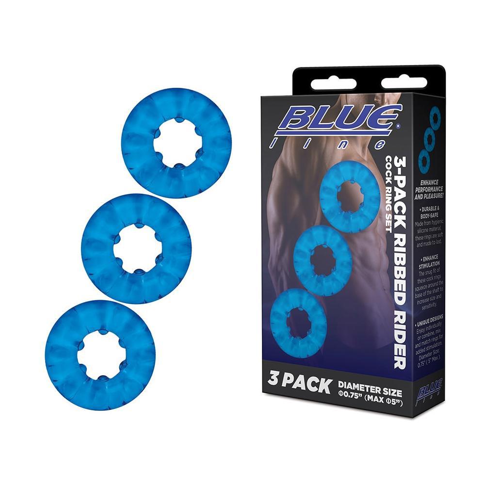 3 - Pack Ribbed Rider Cock Ring Set - Temptations