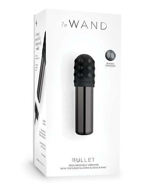 Le Wand Chrome Bullet Rechargeable Vibrator w/Silicone Textured Ring - Black