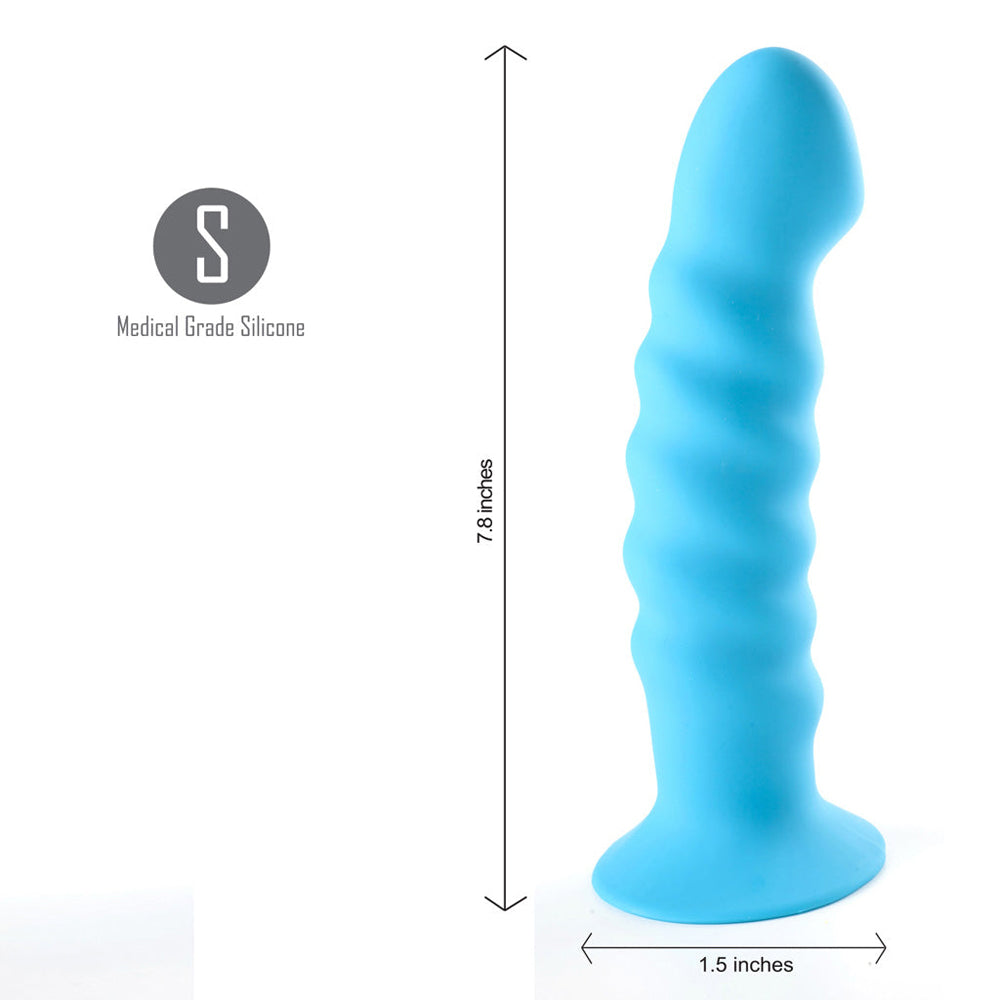 Kendall Silicone Non-Vibrating Dong Swirled Satin Finish Neon Blue