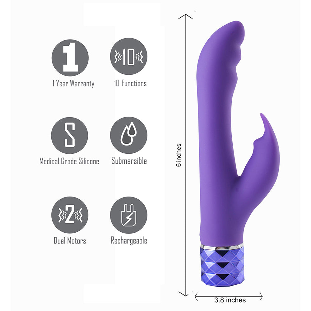 Maia Hailey Rechargeable Silicone Rabbit Vibe Neon Purple