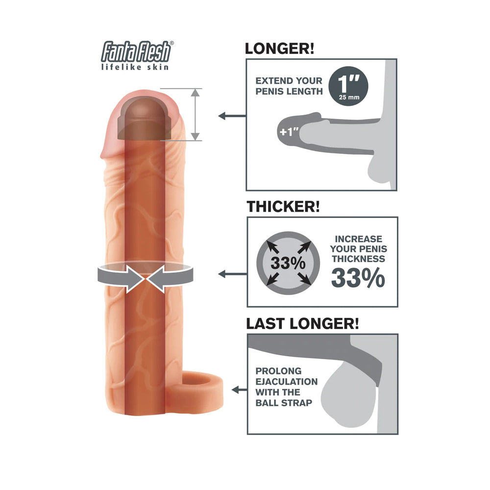 Fantasy X-tensions Perfect 1" Extension with Ball Strap Flesh