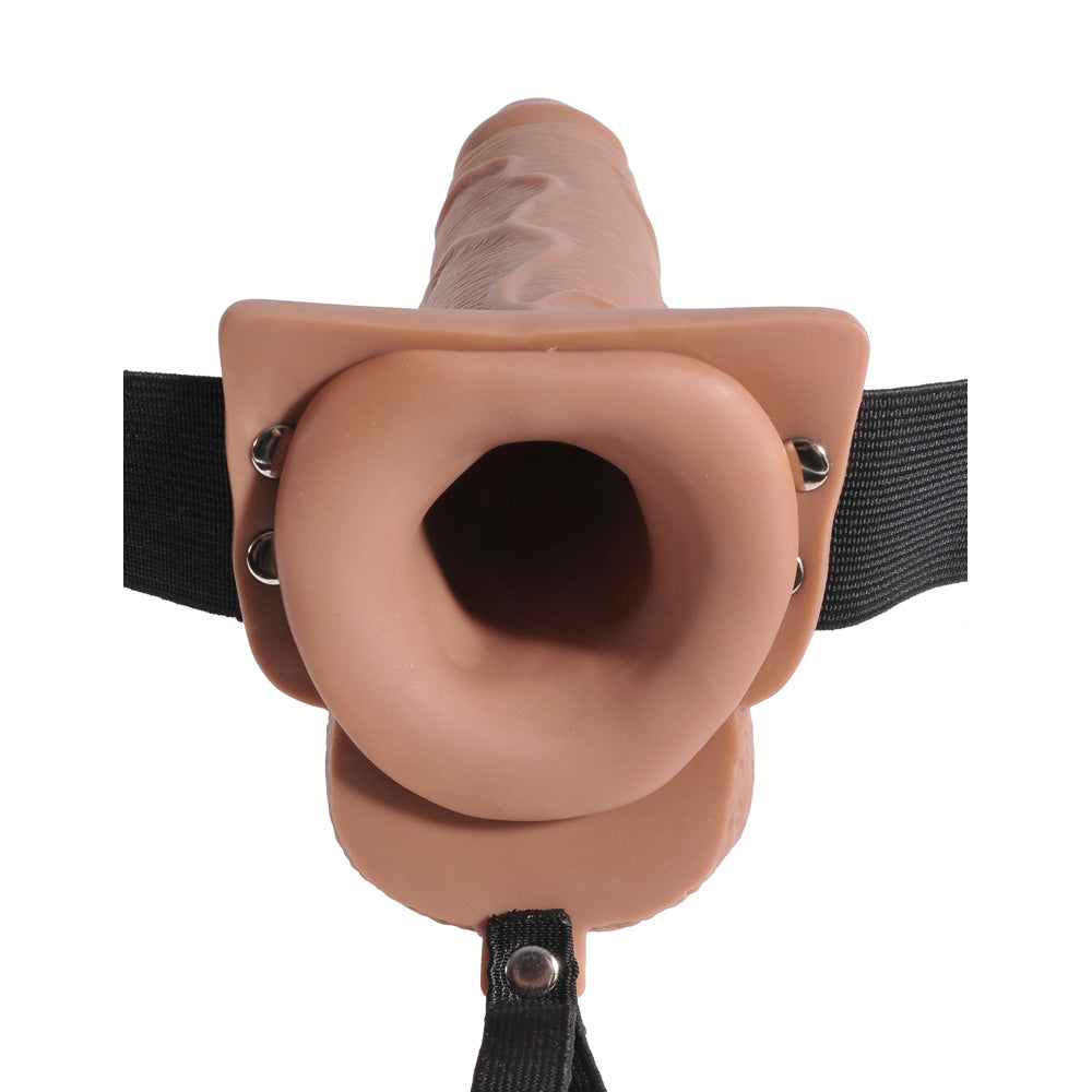 Fetish Fantasy 7.5" Hollow Squirting Strap-On With Balls Tan