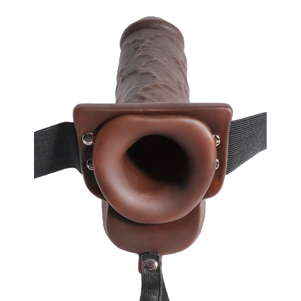 Fetish Fantasy 9" Hollow Squirting Strap-On With Balls Brown