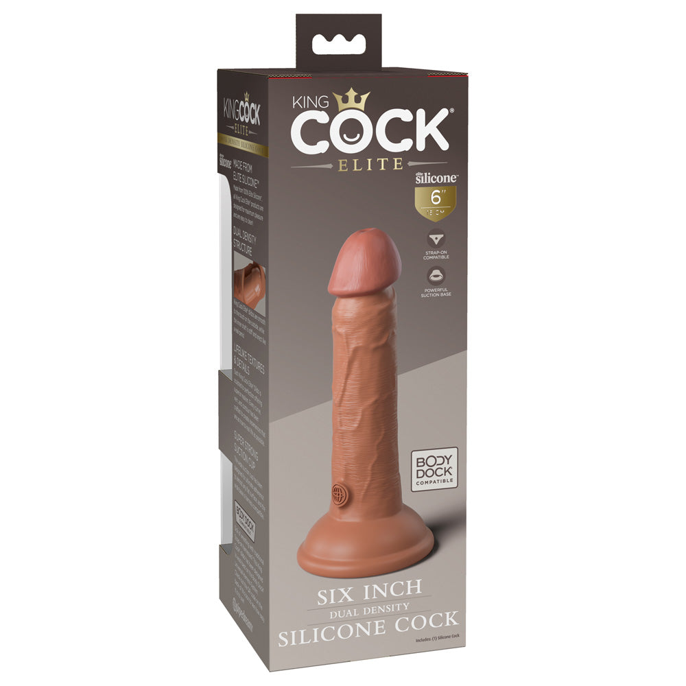King Cock Elite 6" Dual Density Silicone Cock Tan