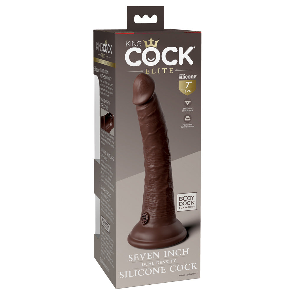 King Cock Elite 7" Dual Density Silicone Cock Brown