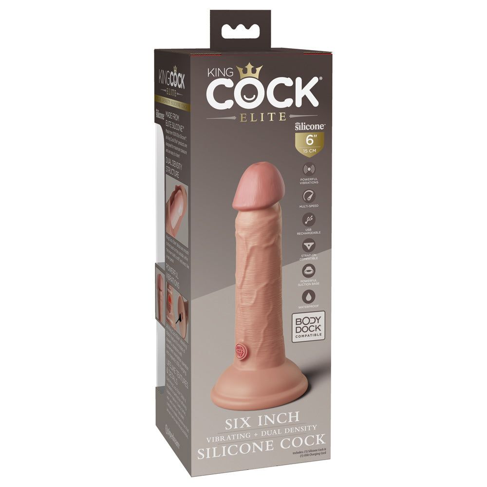 King Cock Elite 6" Dual Density Vibe Silicone Cock Light