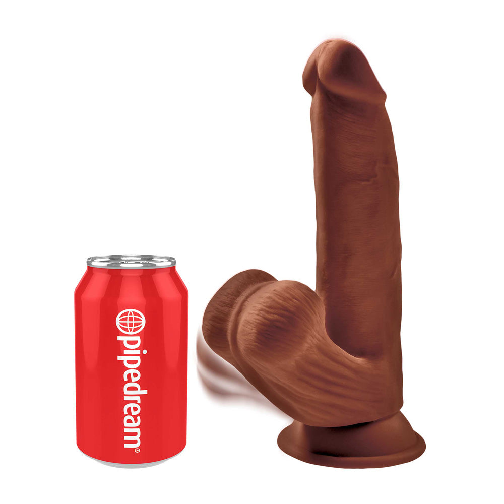 King Cock Plus 8" Triple Density Cock With Swinging Balls Brown