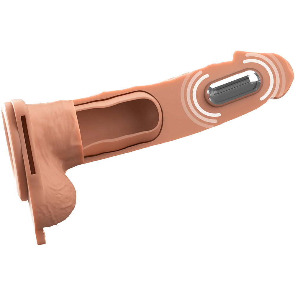 Fantasy X-Tensions Elite Vibrating 7" Silicone Hollow Strap-On Dual Density Light