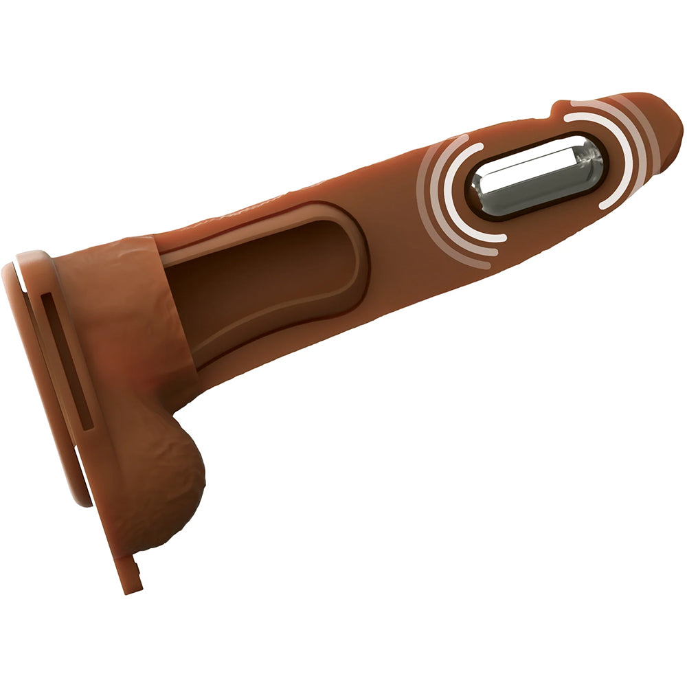 Fantasy X-Tensions Elite Vibrating 7" Silicone Hollow Strap-On Dual Density Brown