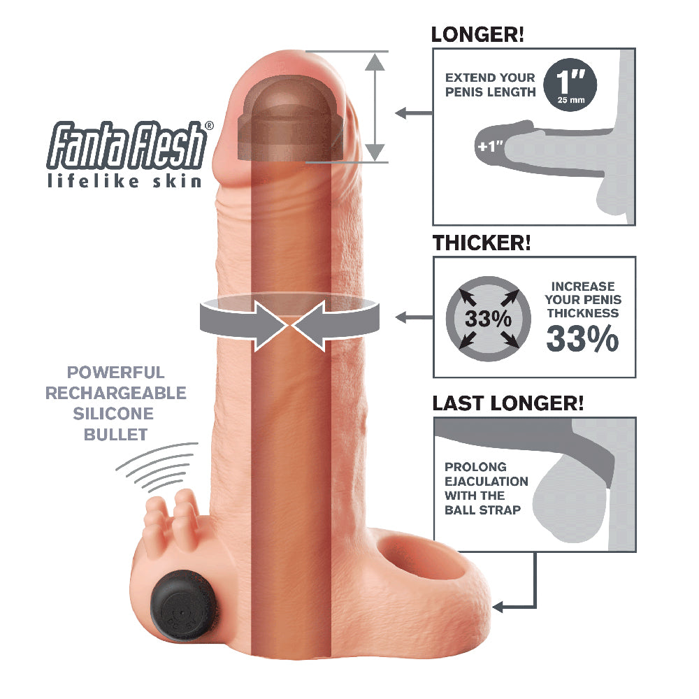 Fantasy X-Tensions Vibrating Real Feel 1" Extension Light