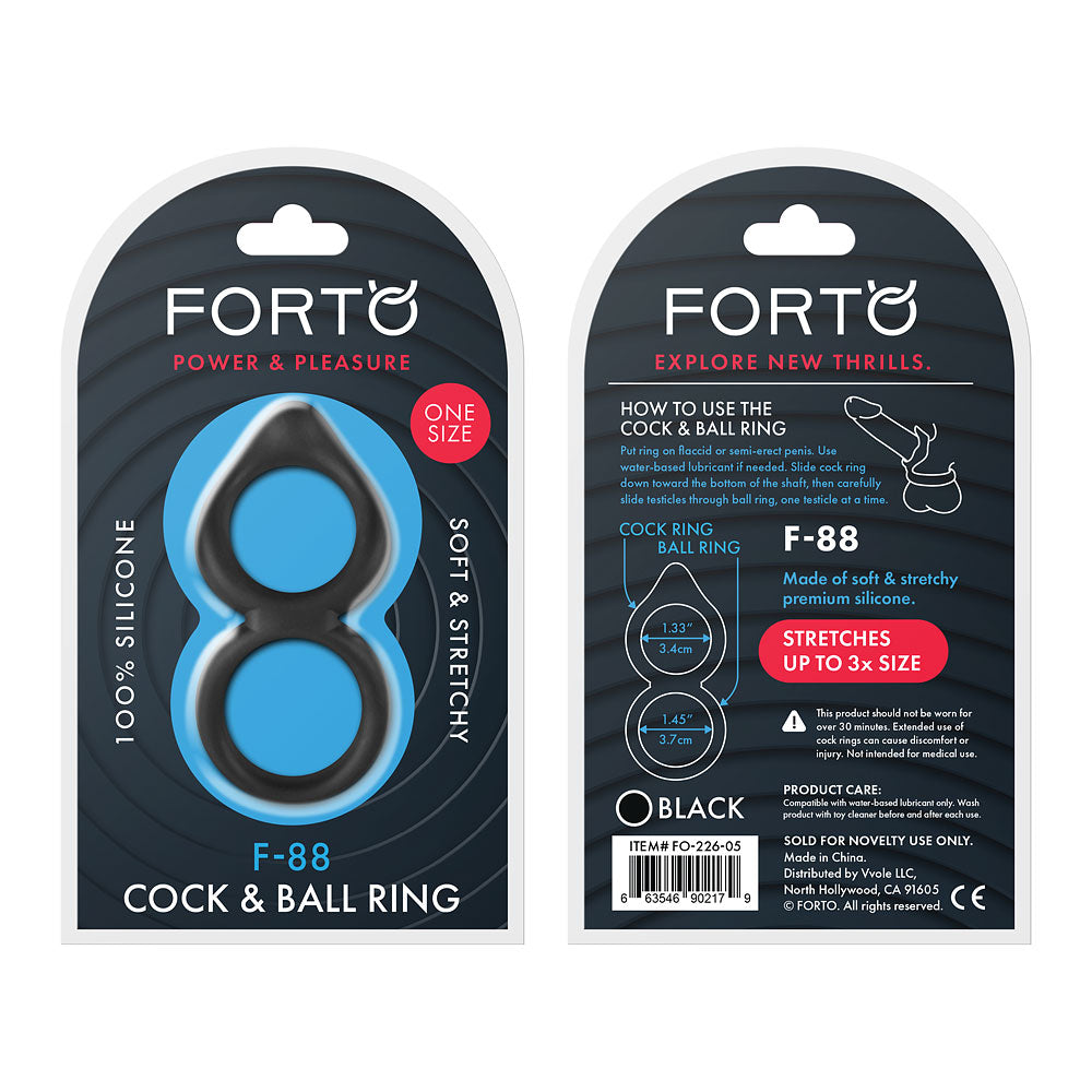 F-88: Double Ring 100% Liquid Silicone O/S Black
