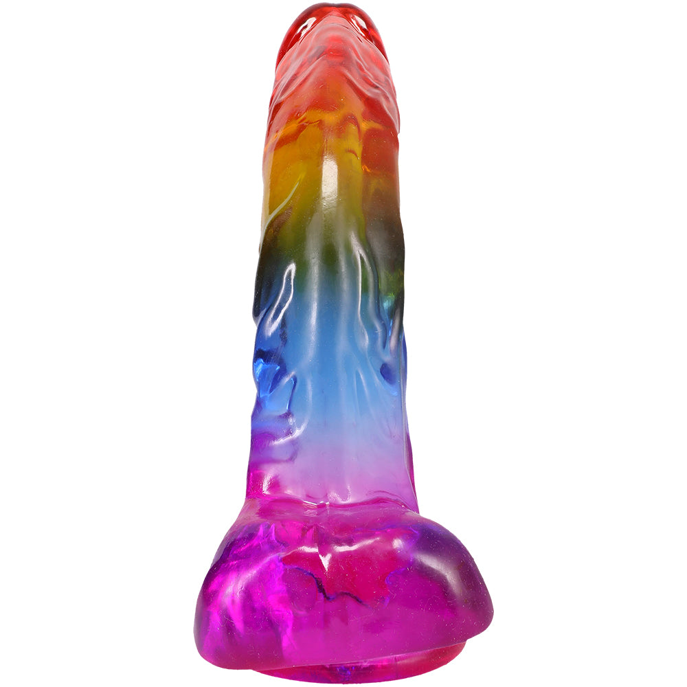 Crystal Jellies 9.5 Inch Realistic Cock With Balls Rainbow