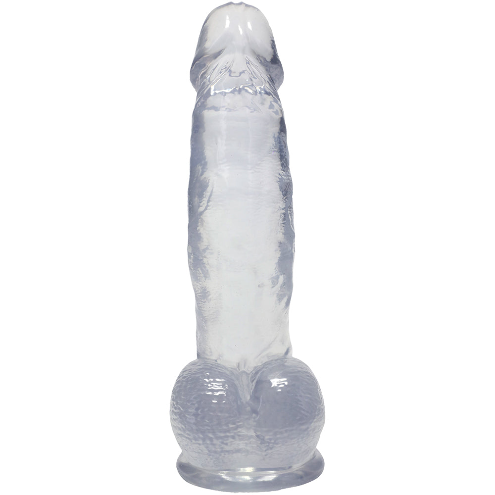 Crystal Jellies Curved Realistic Cock With Balls 7 Inch Clear