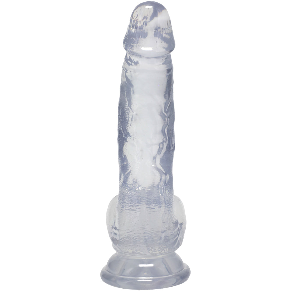 Crystal Jellies Curved Realistic Cock With Balls 7 Inch Clear