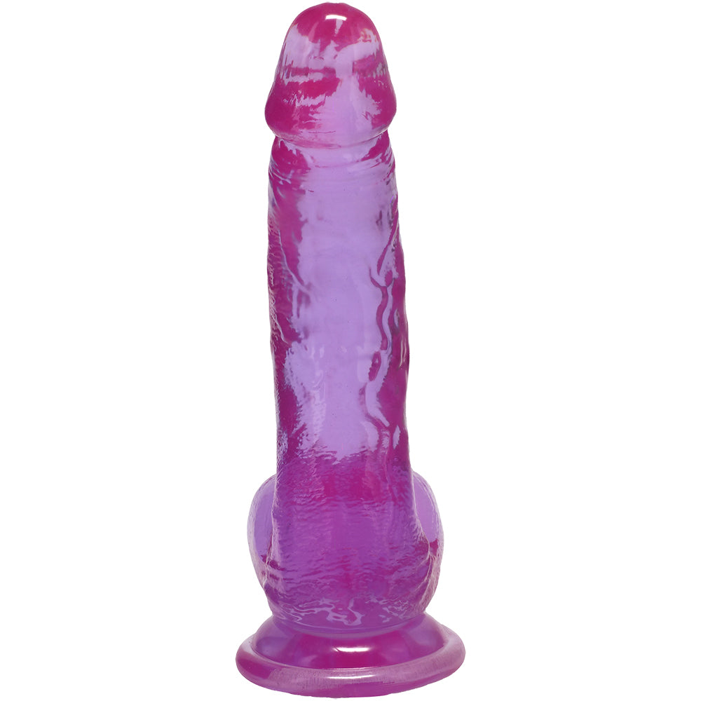 Crystal Jellies Curved Realistic Cock With Balls 7 Inch Purple
