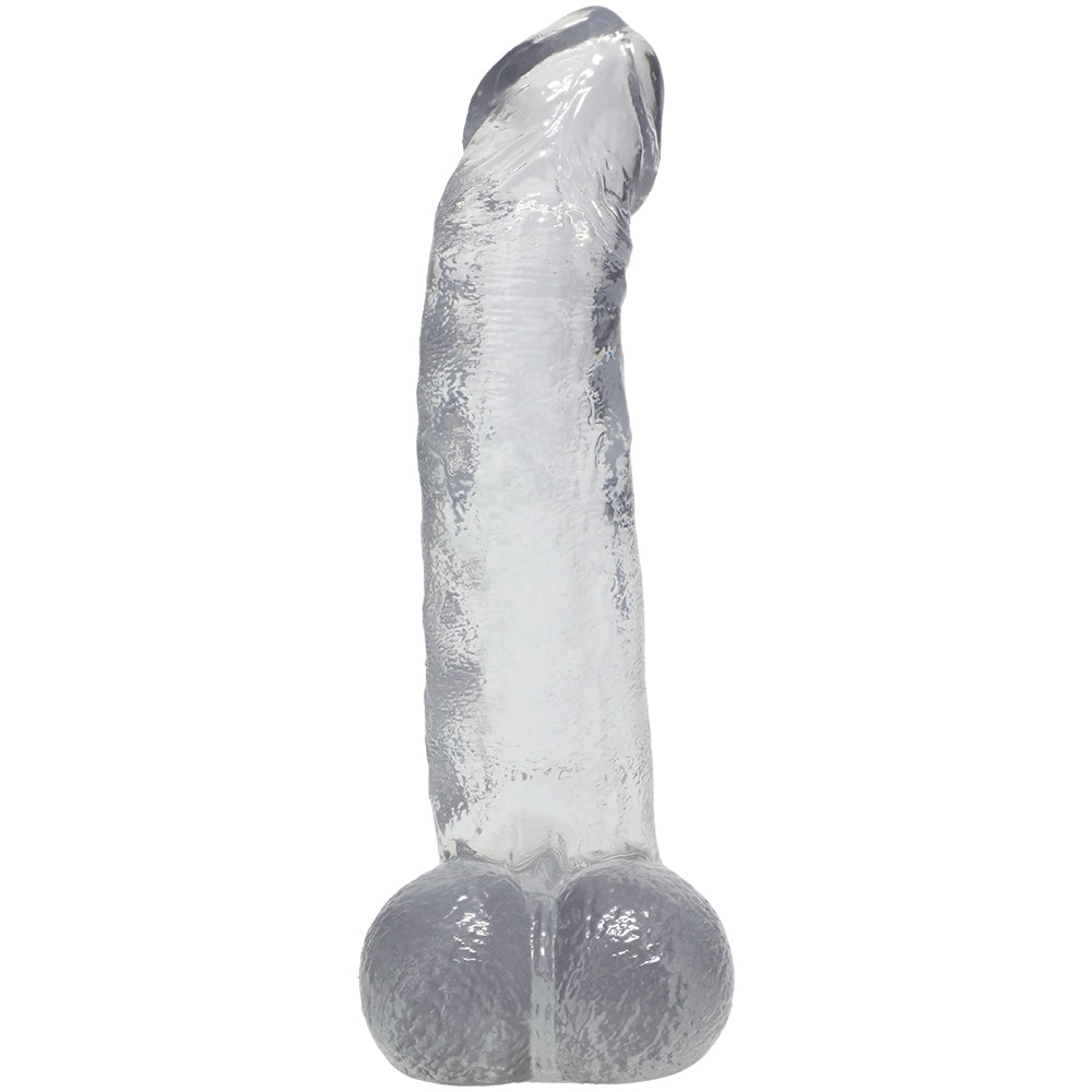 Crystal Jellies Curved Realistic Cock With Balls 8 Inch Clear
