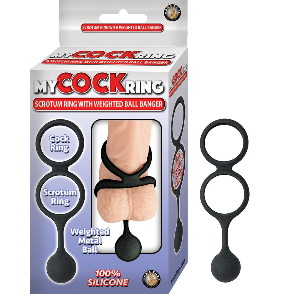My Cock Ring Scrotum Ring With Weighted Ball Banger Black