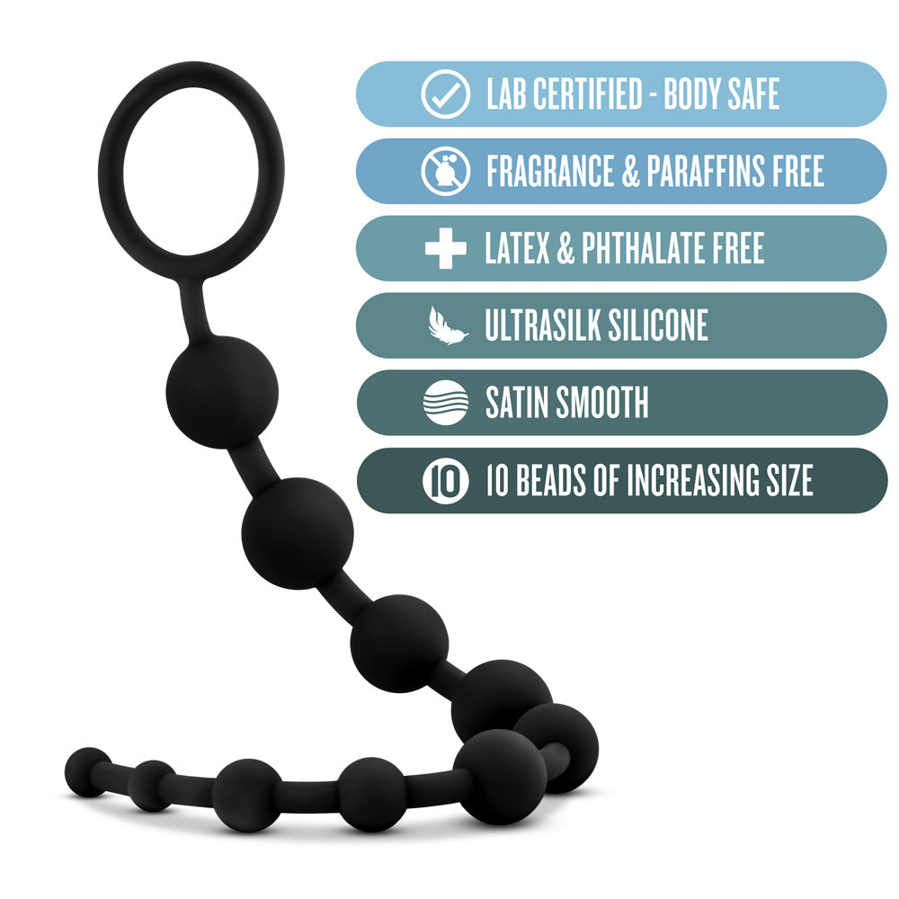 Anal Adventures Platinum Silicone 10 Anal Beads Black