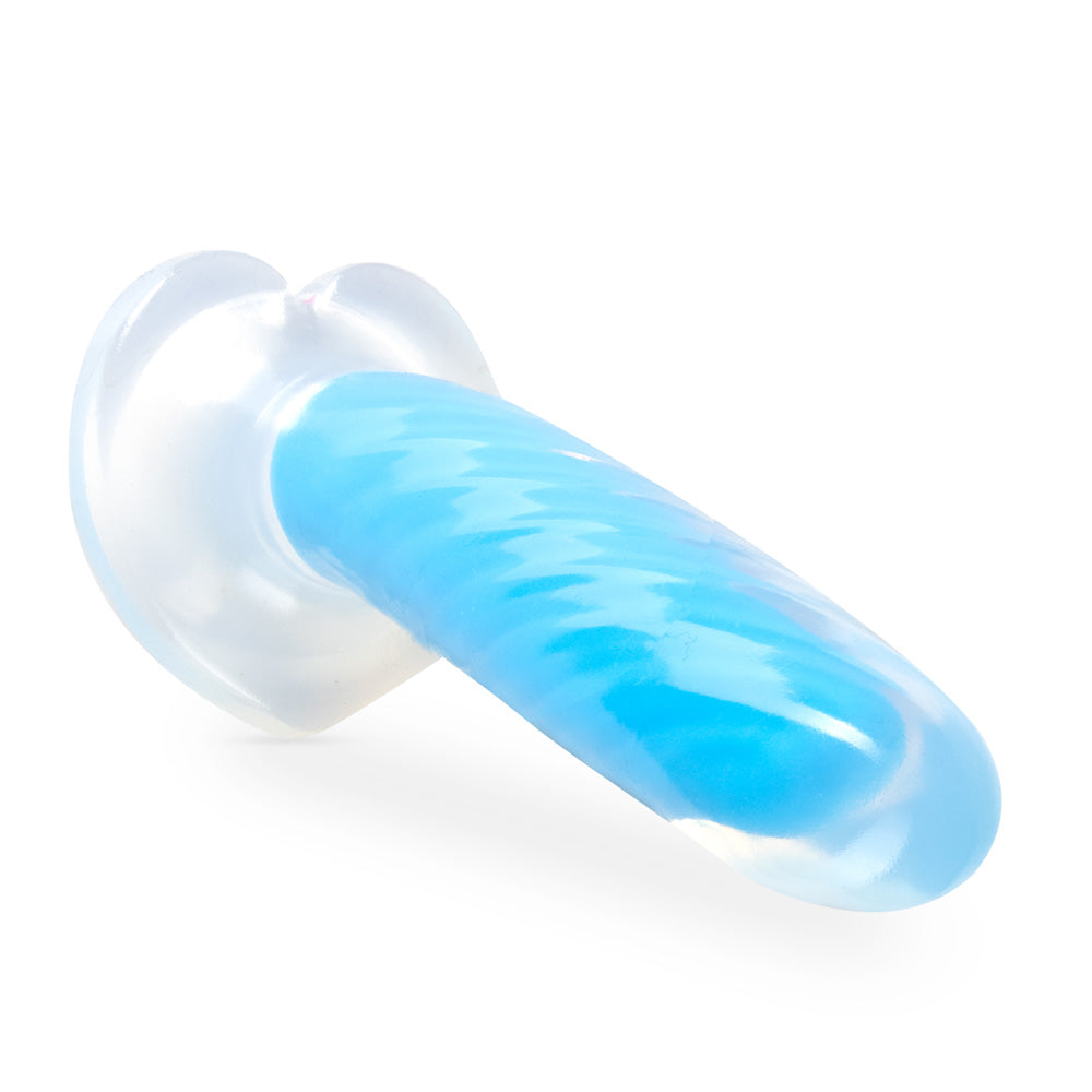 Neo Elite Glow In The Dark Tao 7" Silicone Dual Density Dildo Neon Blue