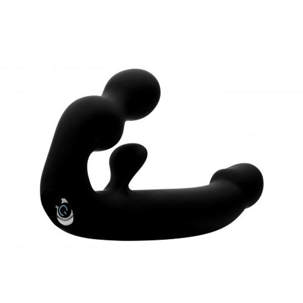 Strap U Tri-Volver 7X Vibrating Strapless Strap On Black