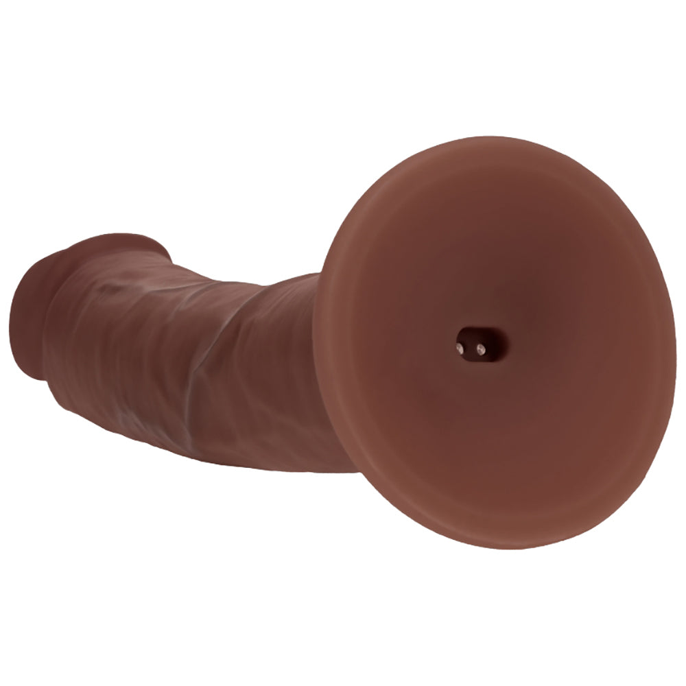 Realrock Dual Layered Curved Realistic Vibrating Dildo 6" Brown
