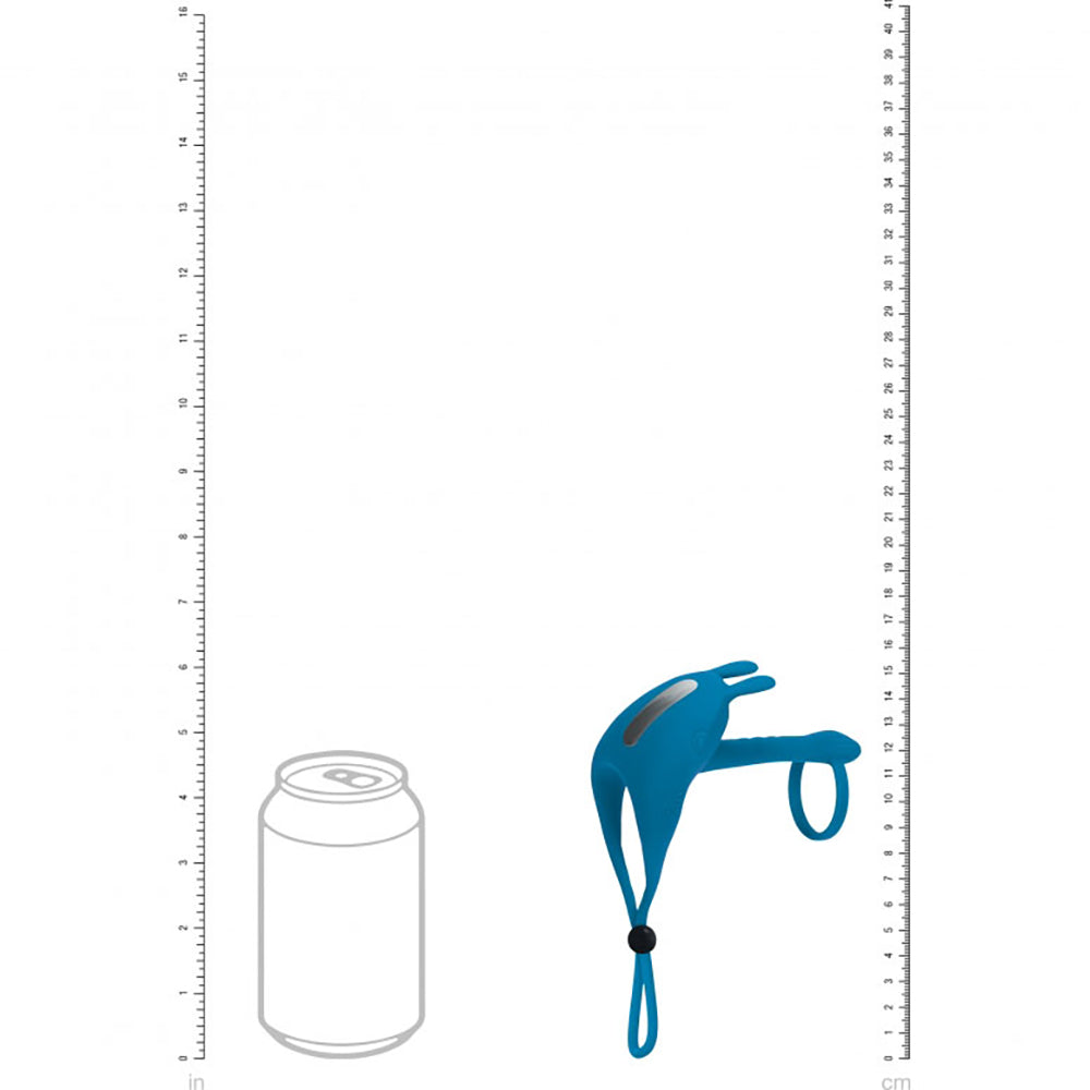 Levelz Adjustable Bunny Vibrating Silicone Lasso Cock Ring & Shaft Loop Teal