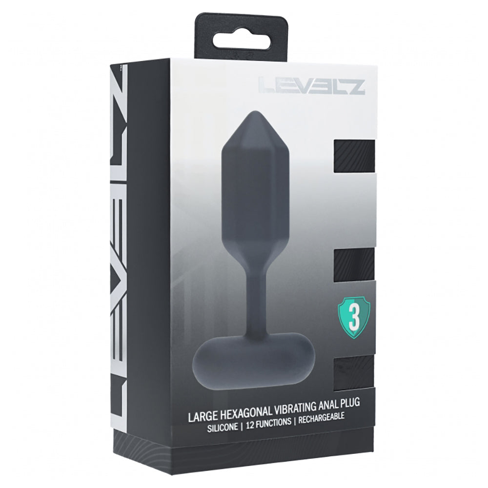 Levelz Hexagonal Vibrating Silicone Anal Plug Black