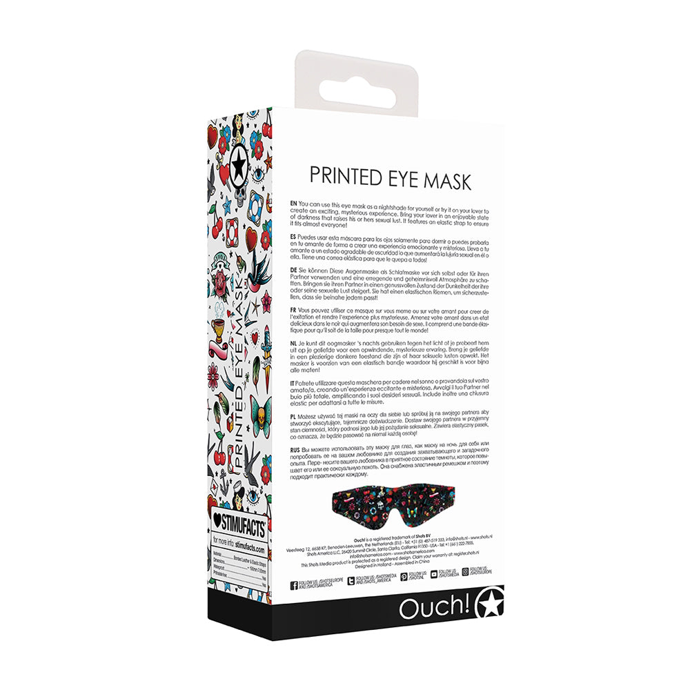 Ouch! Printed Eye Mask Old School Tattoo Style Black