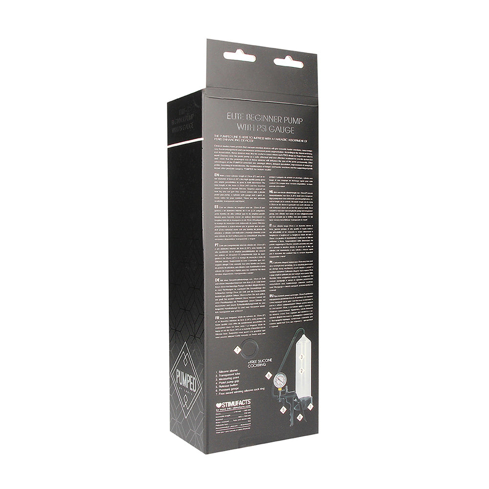 Pumped Elite Beginner Pump With Psi Gauge Transparent