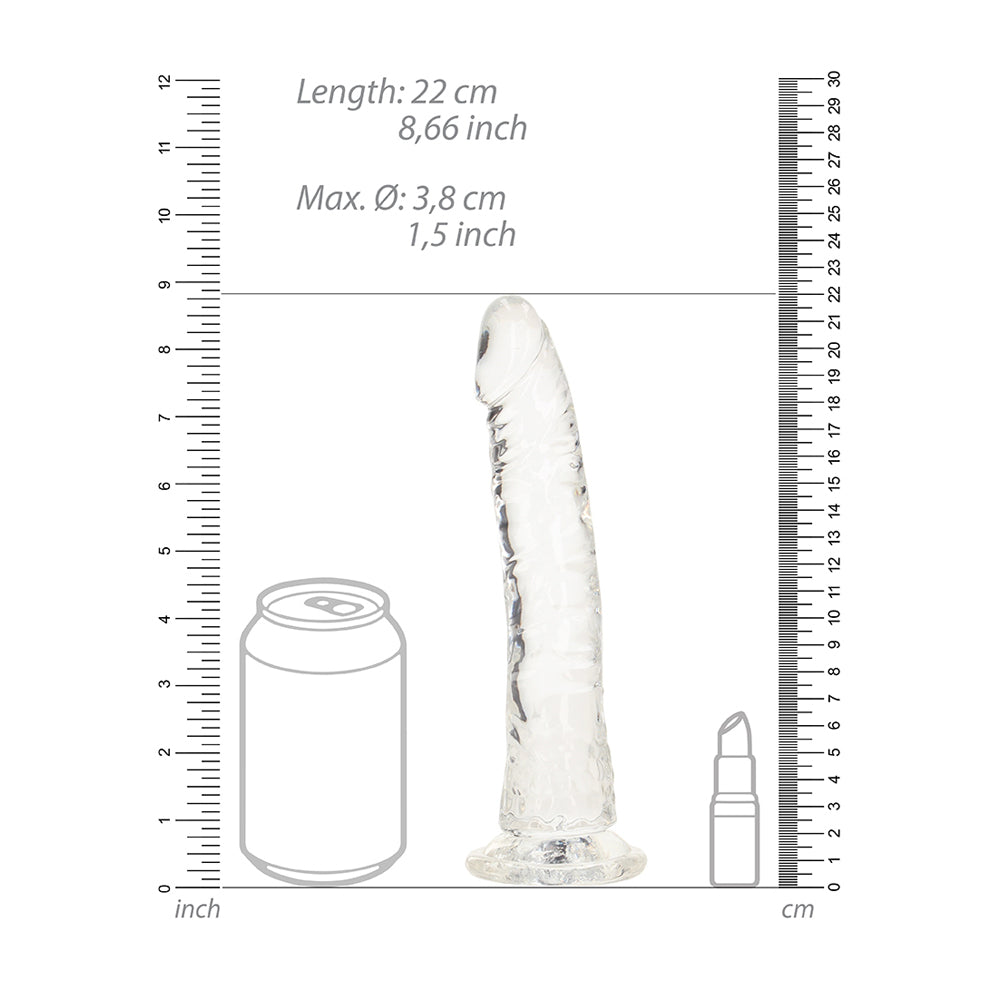 Realrock Crystal Clear Slim Dildo 8'' Transparent