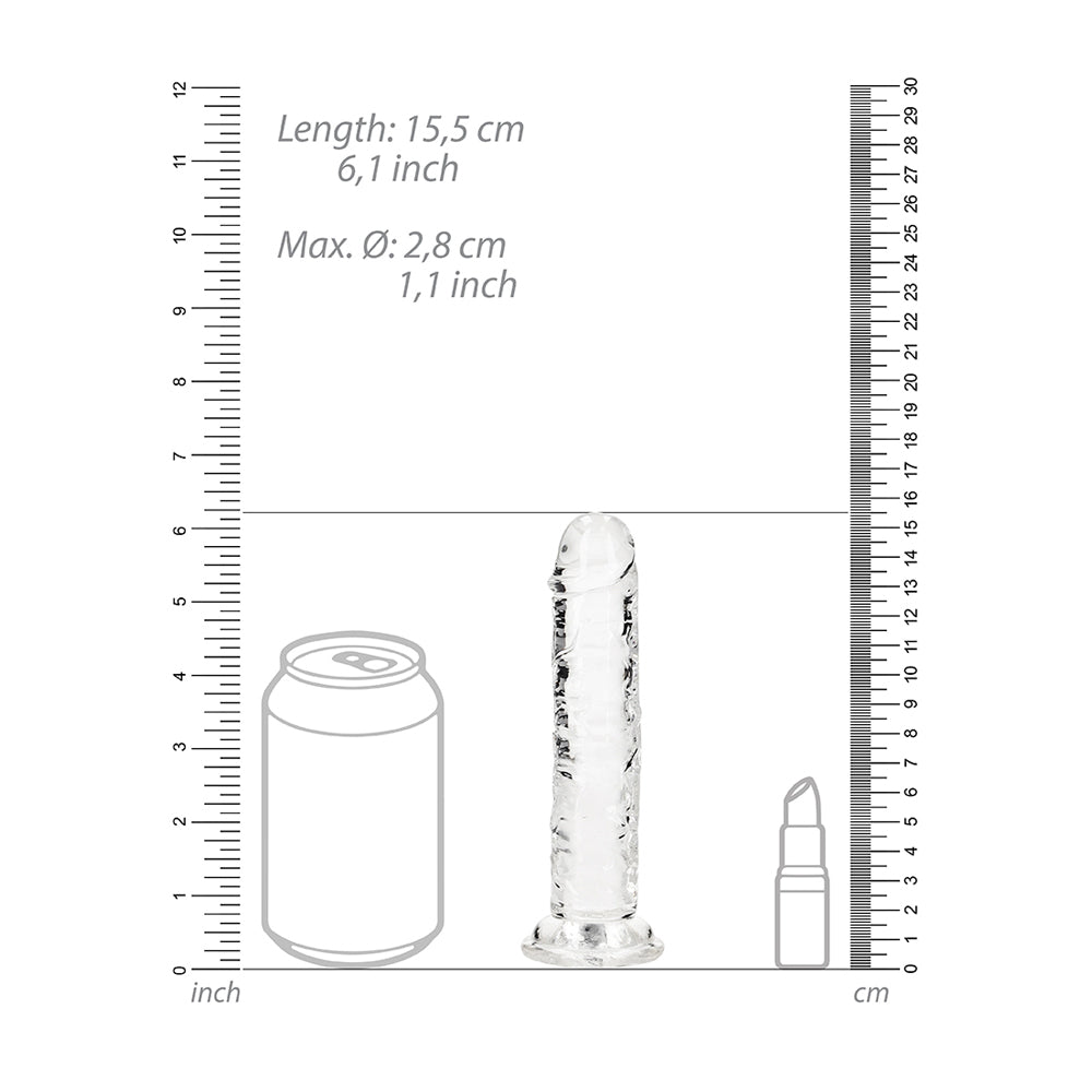 Realrock Crystal Clear Straight Realistic Dildo With Suction Cup 6'' Transparent