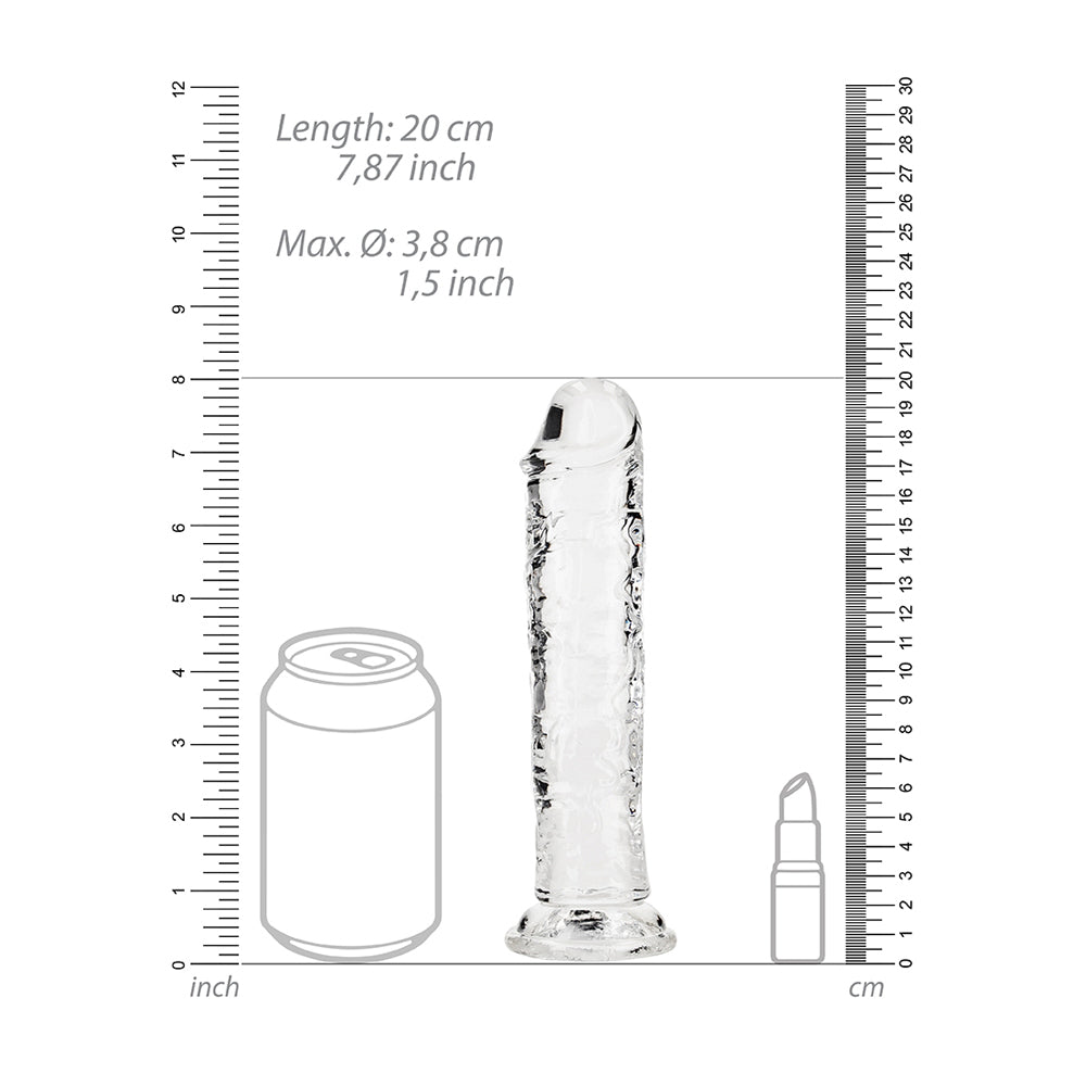 Realrock Crystal Clear Straight Realistic Dildo With Suction Cup 7'' Transparent