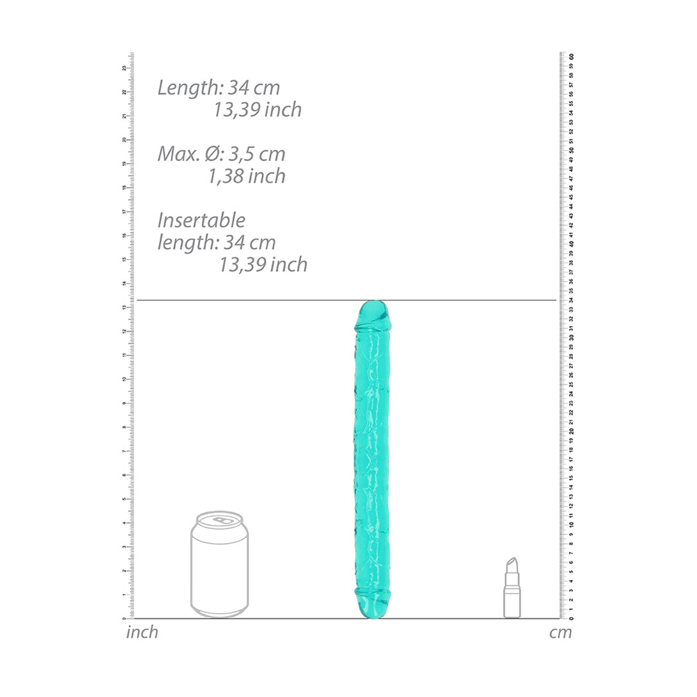 Realrock Crystal Clear Double Dong 13'' Turquoise
