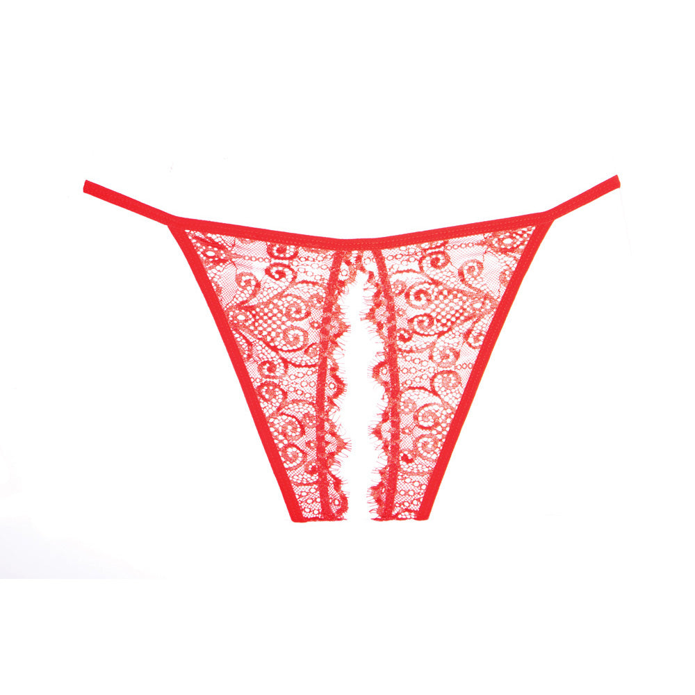 Adore Enchanted Belle Panty Crotchless One Size Red