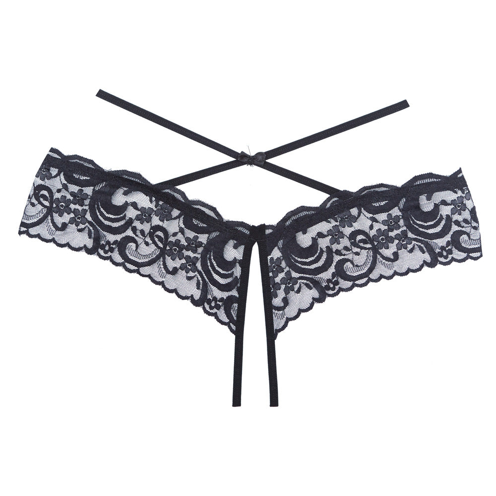 Adore Open Panty Lace Band Criss Cross Waist Straps Black One Size