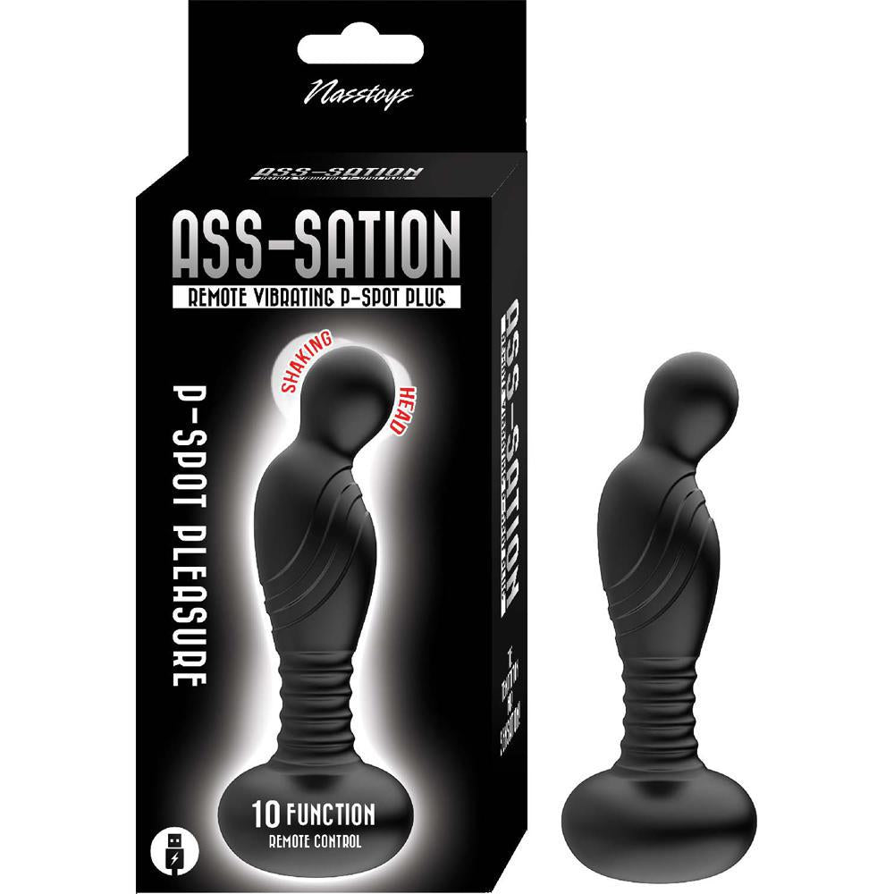 Ass - Sation Remote Vibrating P Spot Plug Black - Temptations
