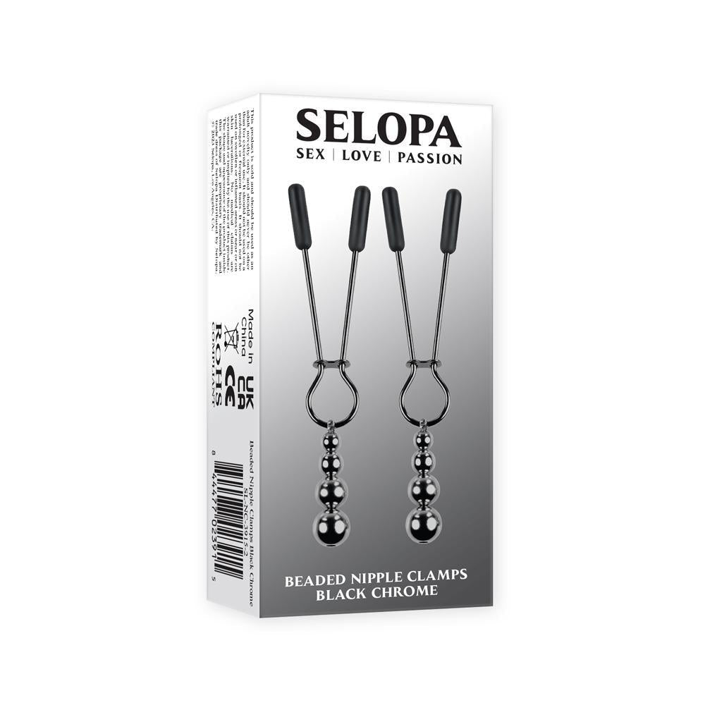 Beaded Nipple Clamps Black Chrome - Temptations