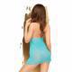 Bedtime Story Mini Dress With Thong, 2 Pieces Turquoise - Temptations