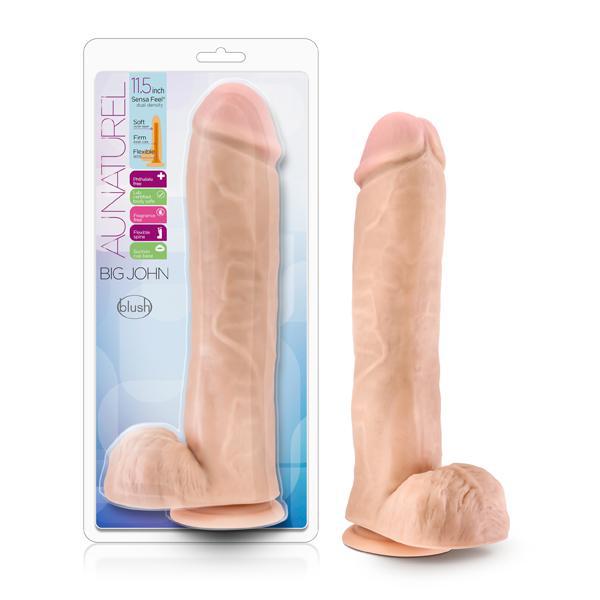Blush Au Naturel Big John 11.5" Sensa Feel Dual Density Dildo Vanilla - Temptations