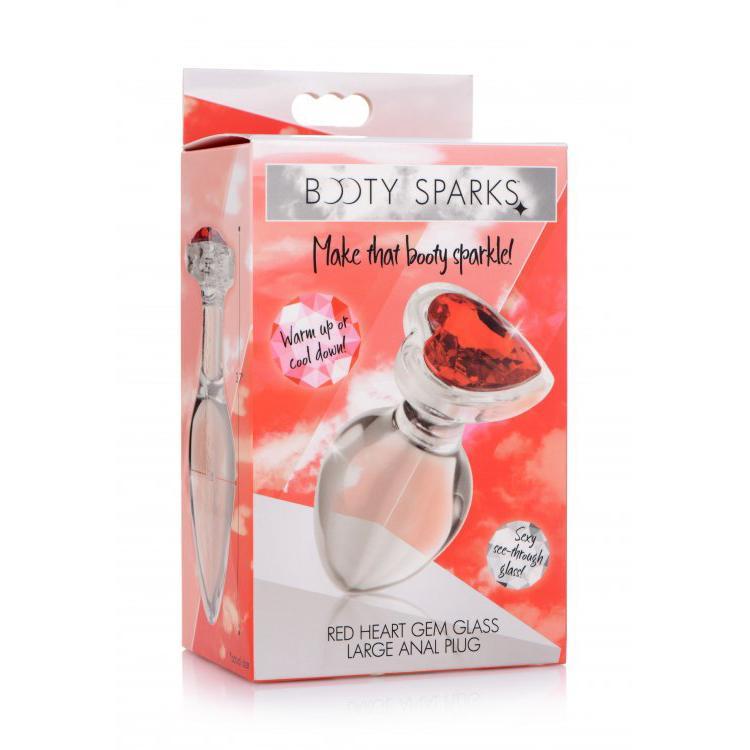 Booty Sparks Red Heart Gem Glass Anal Plug Large - Temptations