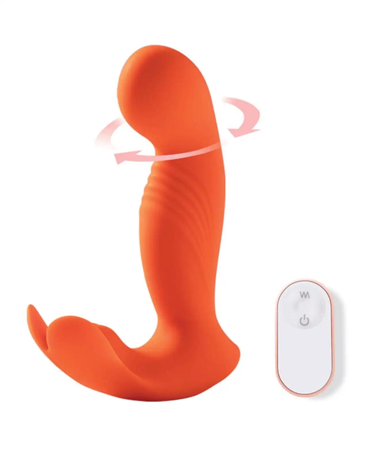 Crave 3 G - Spot Vibrator with Rotating Massage Head & Clit Tickler - Orange - Temptations