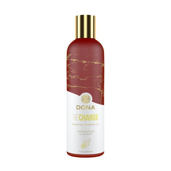 Dona Essential Massage Oil Recharge Lemongrass & Ginger 4 oz. - Temptations