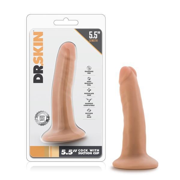 DR. SKIN 5.5'' COCK WITH SUCTION CUP VANILLA - Temptations