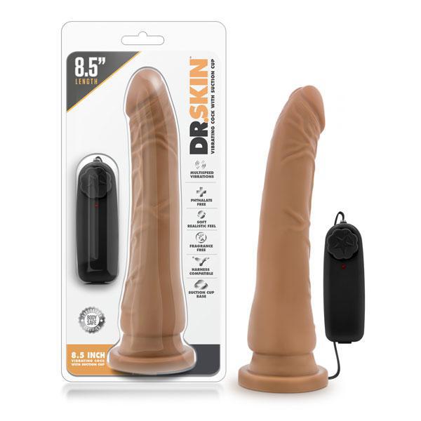 Dr. Skin 8.5" Vibrating Realistic Cock With Suction Cup Mocha - Temptations
