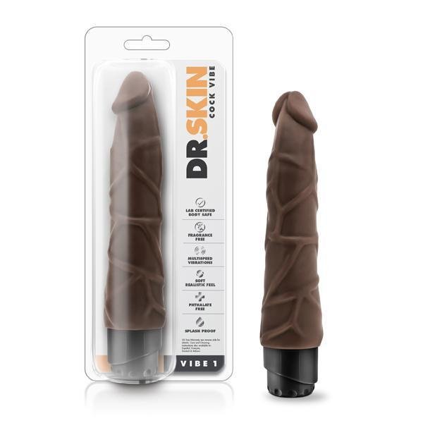 DR. SKIN COCK VIBE 1 9'' VIBRATING COCK CHOCOLATE - Temptations