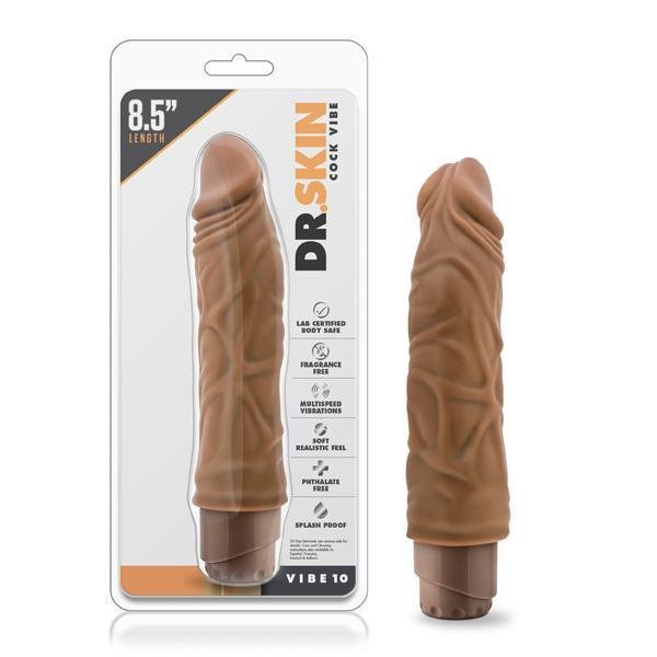 Dr. Skin Cock Vibe 10 8.5" Vibrating Cock Mocha - Temptations