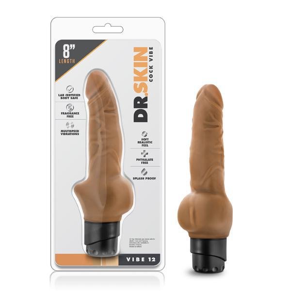 Dr. Skin Cock Vibe 12 8" Vibrating Cock Mocha - Temptations