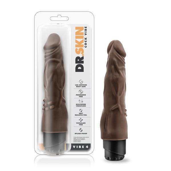 Dr. Skin Cock Vibe 4 8" Vibrating Cock Chocolate - Temptations