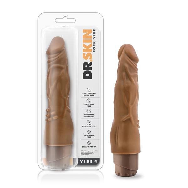 Dr. Skin Cock Vibe 4 - 8" Vibrating Cock Mocha - Temptations